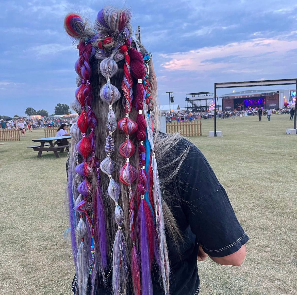 Disco - Silver with Rainbow Tinsel Braiding Hair