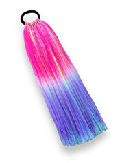 Pink & Purple Acrobat - Short Ombre Tinsel Ponytail Extension