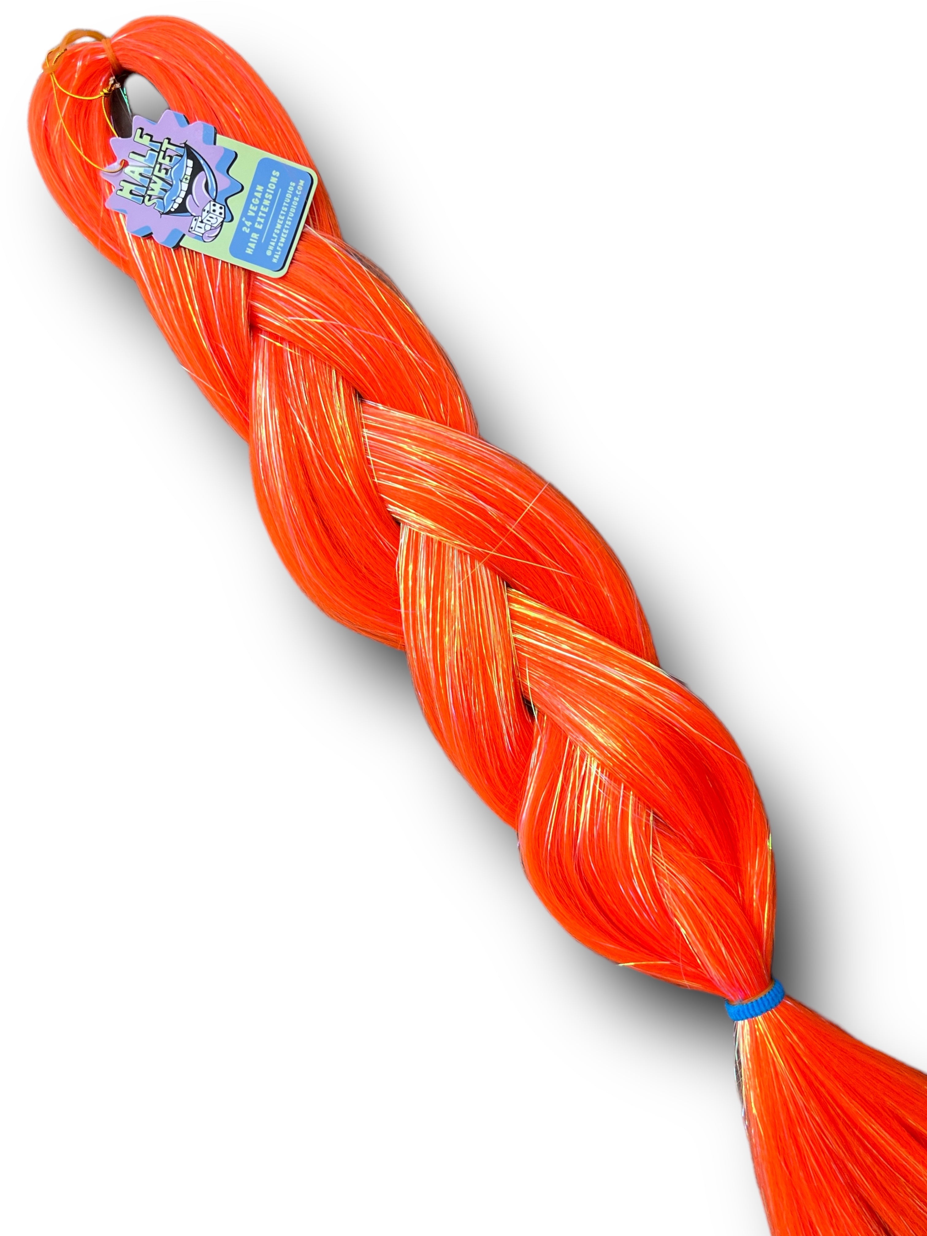 Atomic Tangerine - Dark Orange Tinsel Braiding Hair