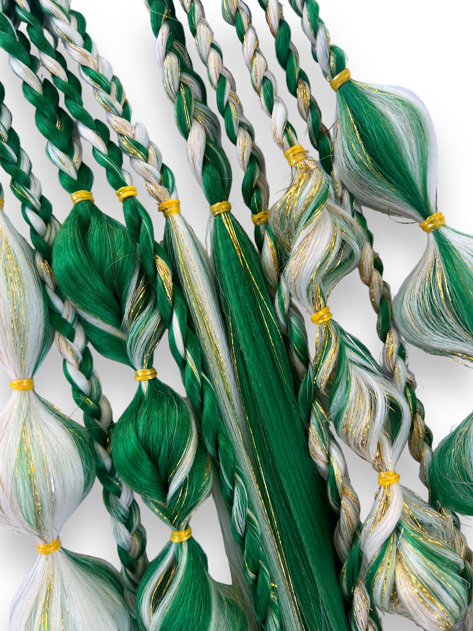 Green & Gold SPORTS - Tie-In Braid Extension Set of 2