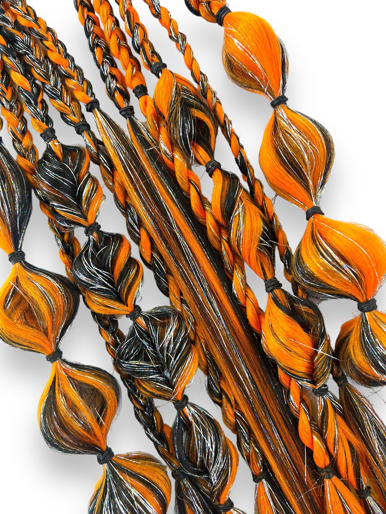 Black & Orange SPORTS - Tie-In Braid Extension Set of 2