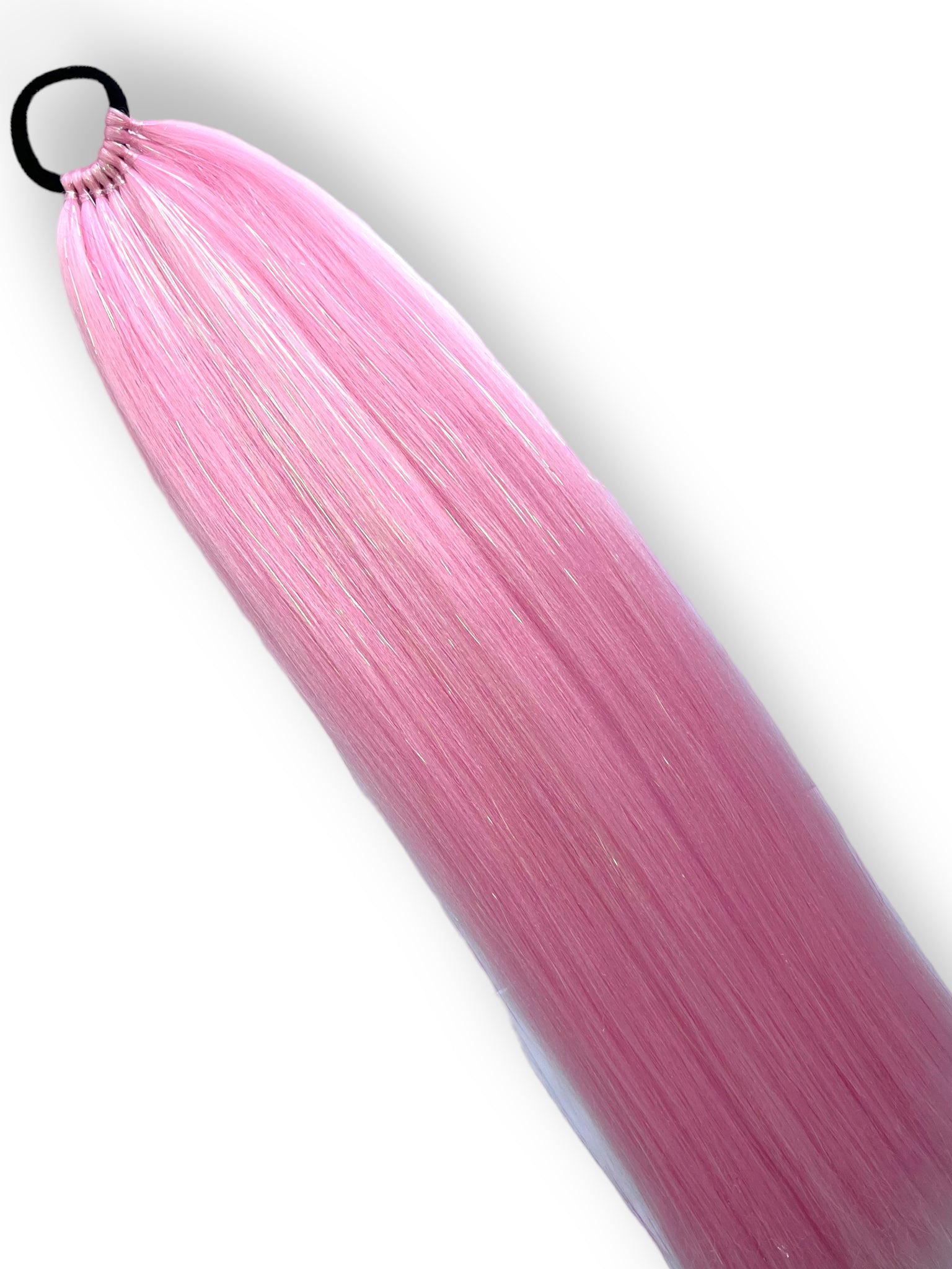 Stay In Your Lane - Pastel Pink Tinsel Ponytail Extension