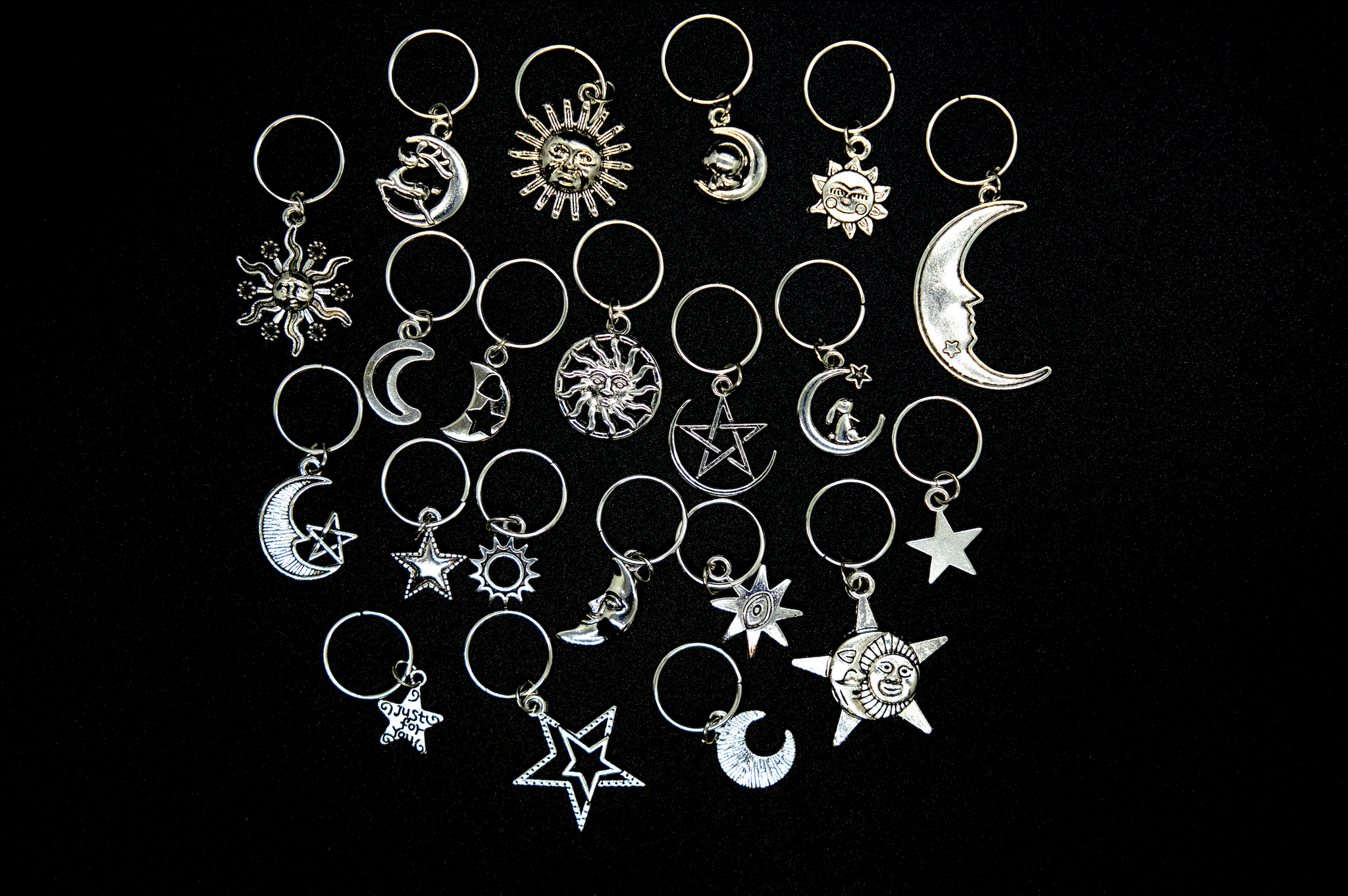 Silver Sun & Moon Charms - 20 pack