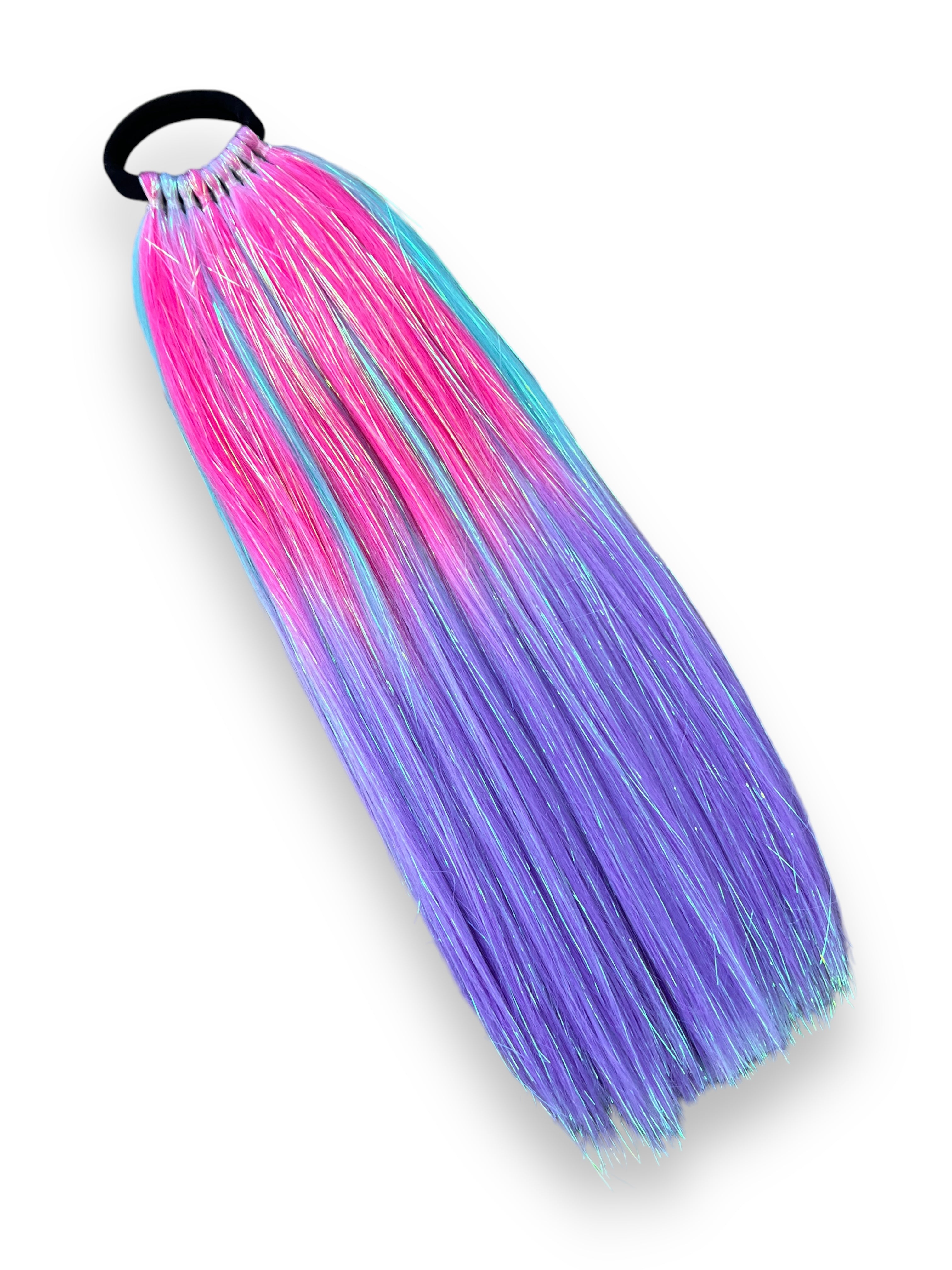 Purple/Teal/Pink with Iridescent Tinsel Ponytail Extension