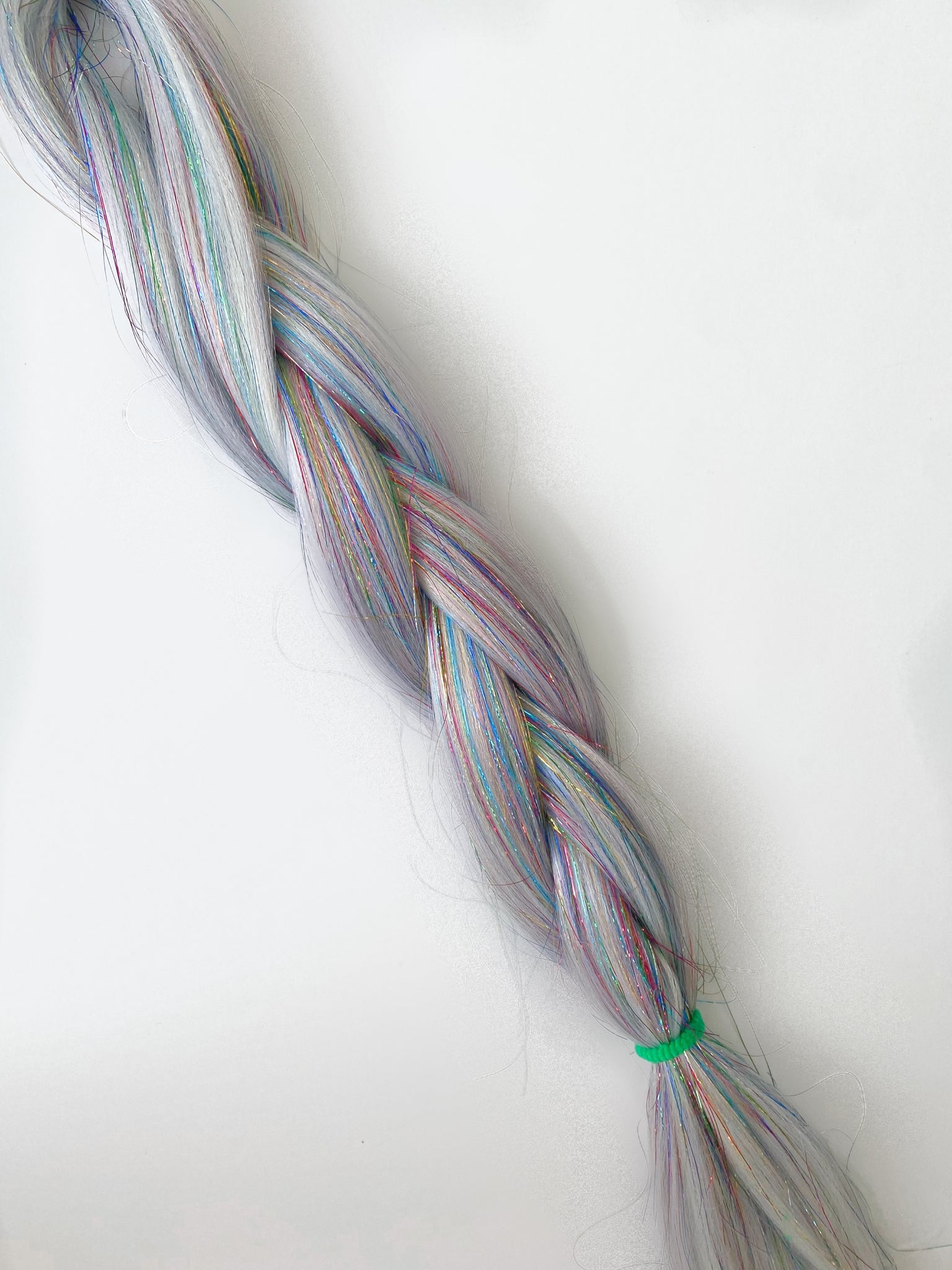 Disco - Silver with Rainbow Tinsel Braiding Hair